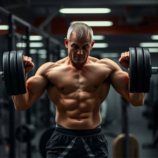 A man lifting weights in a gym, showcasing strength training.