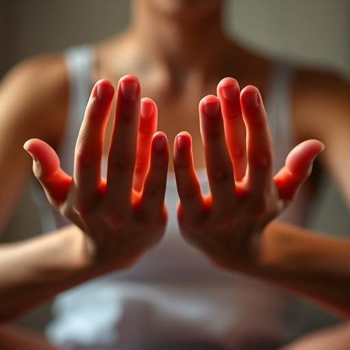 Close-up of hands in a meditative pose, serene and calm