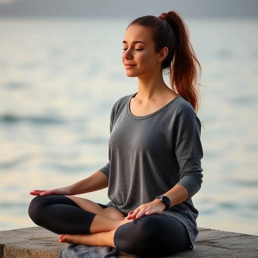 Person meditating in a peaceful setting, promoting mental wellbeing