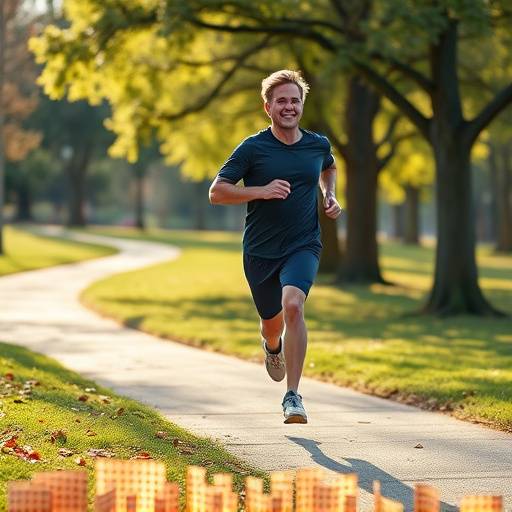 Person running outdoors in a park, symbolizing the benefits of physical activity